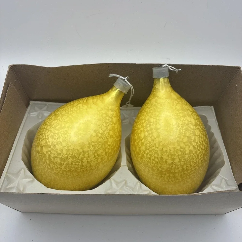 Vintage Made in Colombia Glass Christmas Ornaments Box Set‎ Iridescent Teardrop